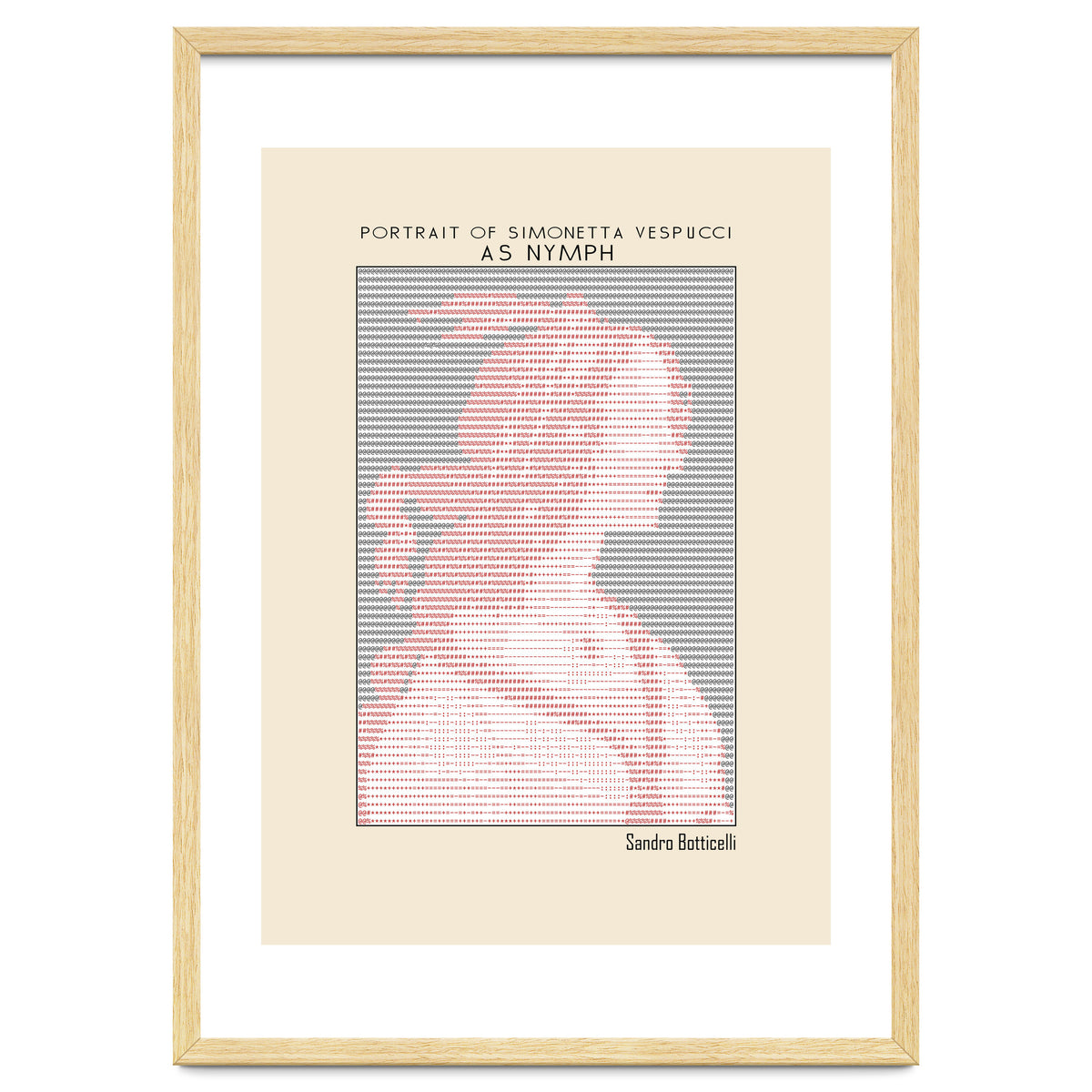Portrait of Simonetta Vespucci as Nymph – Sandro Botticelli (ascii art)