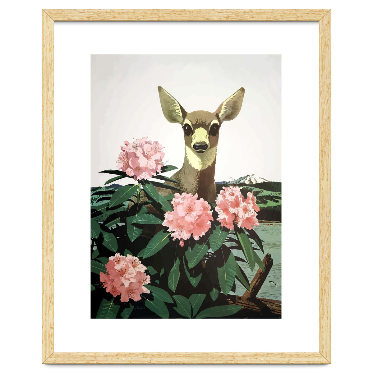 Japan, Doe in Blossom Bush