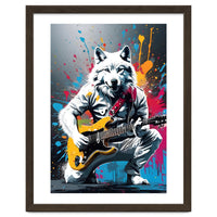 Wolf playing guitar, graffiti