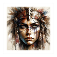 Regal Warrior Woman Watercolor Portrait (Print Only)