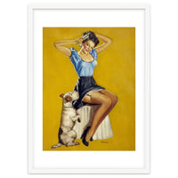 Pinup Woman Posing With Her Dog