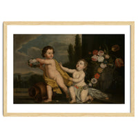 German Master (18th Century) – Two Putti with Garlands of Flowers