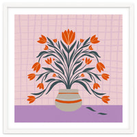 Tulips in a vase - orange and violet