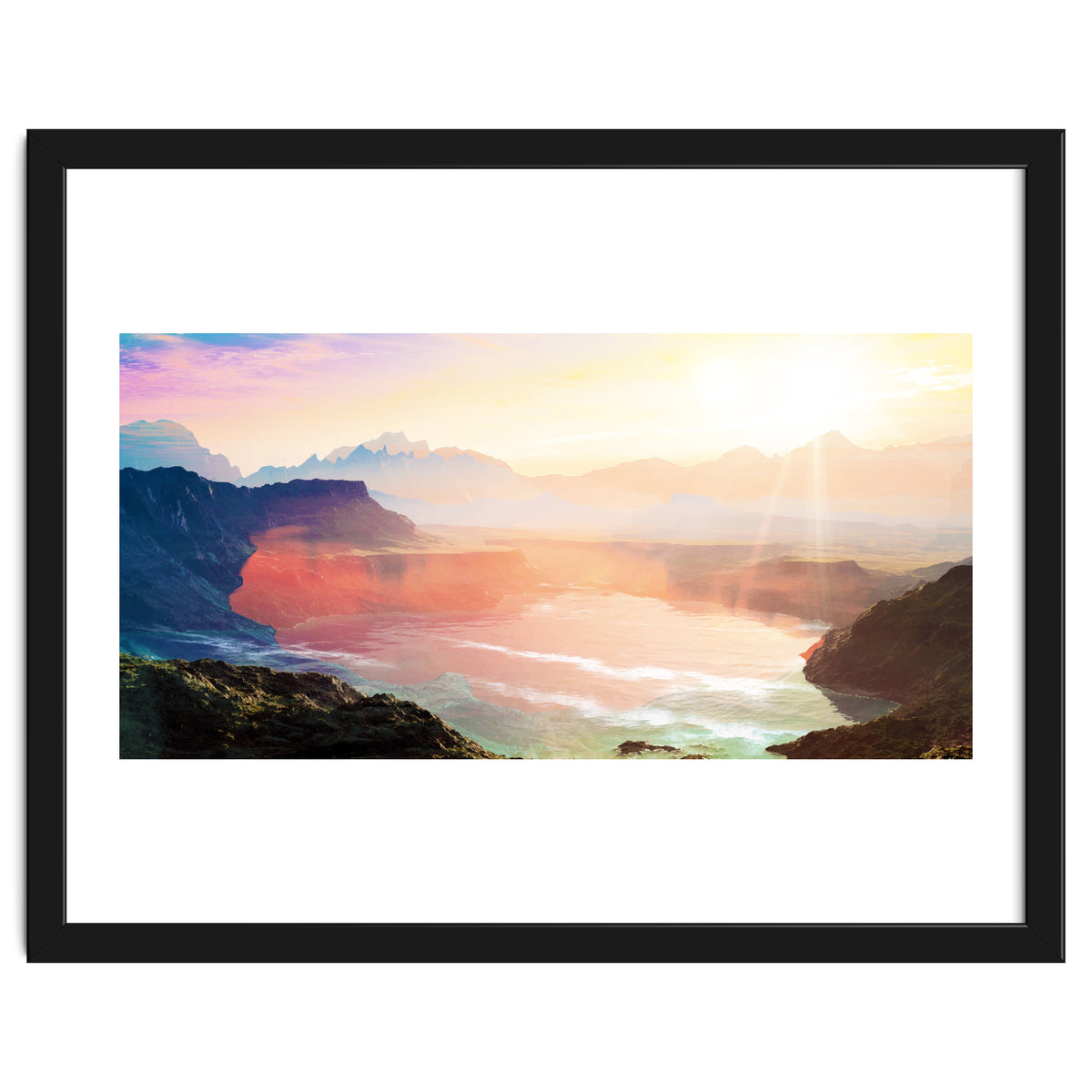 Sunrise Grandeur, Scenic Nature Landscape, Ocean Beach Travel Photography, Sea Waves Mindfulness