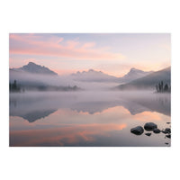 Misty Morning Reflection: Serene Alpine Lake (Print Only)