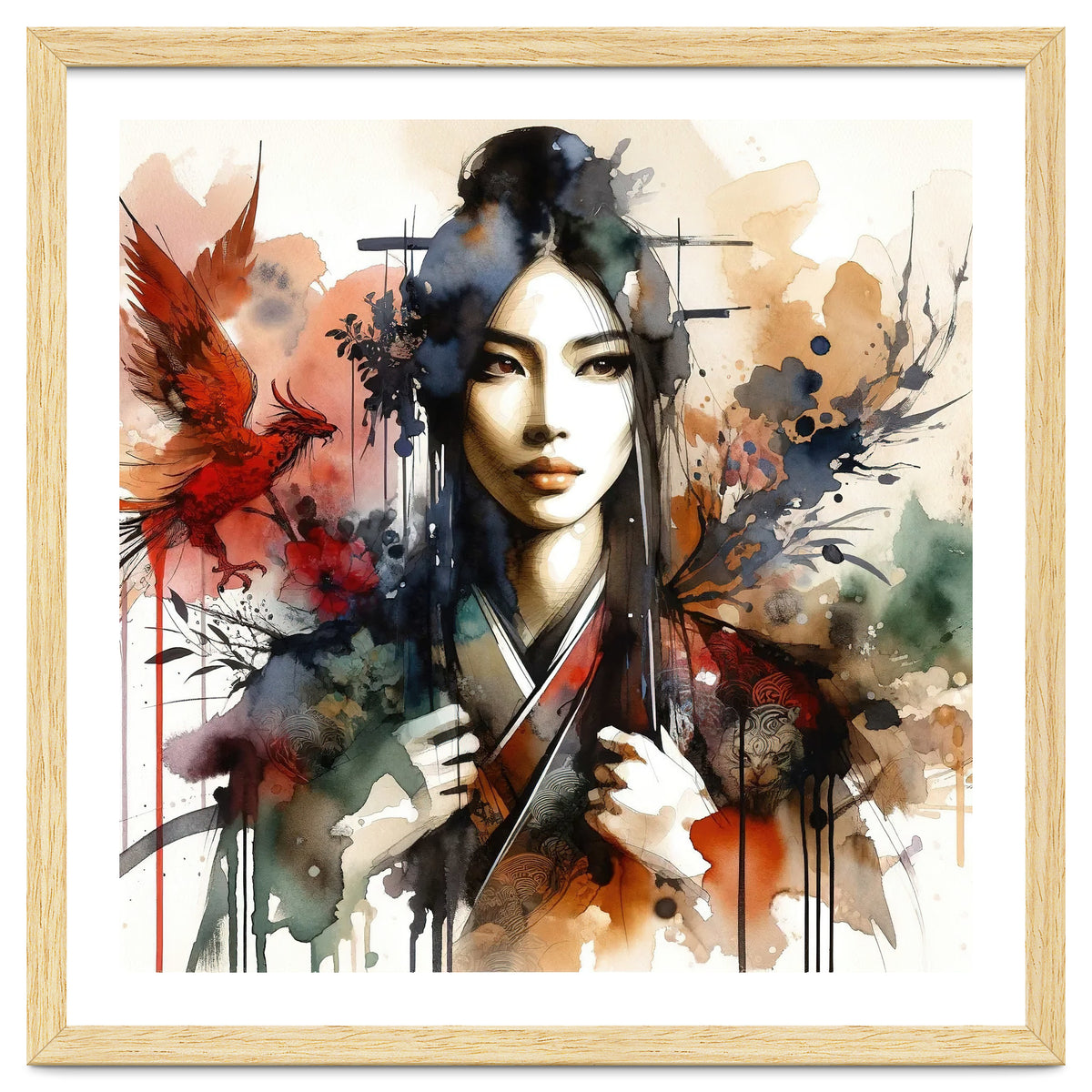 Phoenix Spirit Asian Warrior Portrait