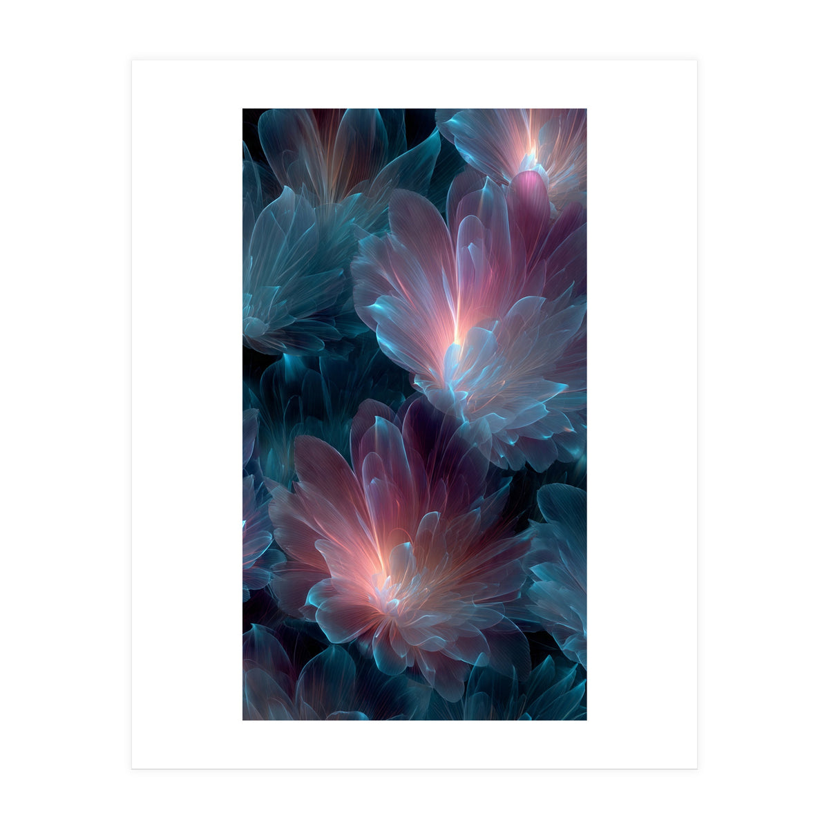 Luminous Bioluminescent Floral Abstract (Print Only)