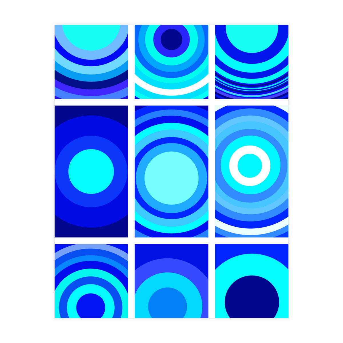 Circles & Rectangles Alt Blue 3 X 3: 2 (Print Only)