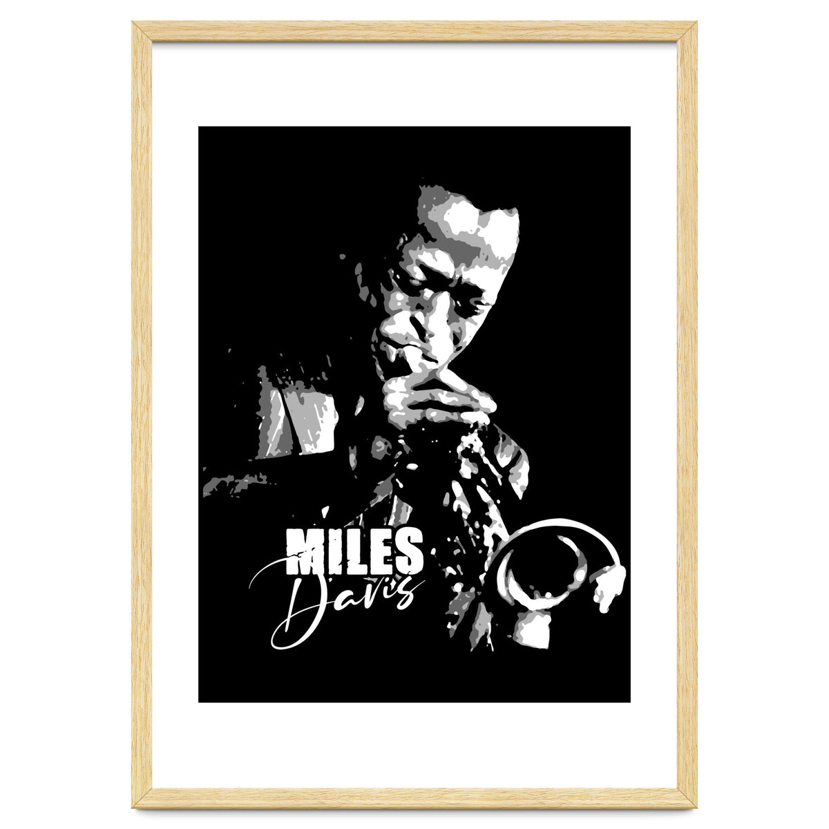 Miles Davis American Jazz Trumpeter in Grayscale