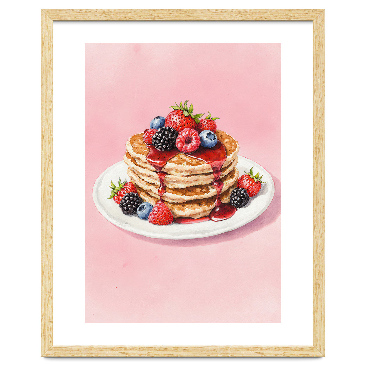 Berry Pancakes – Watercolor Breakfast Food