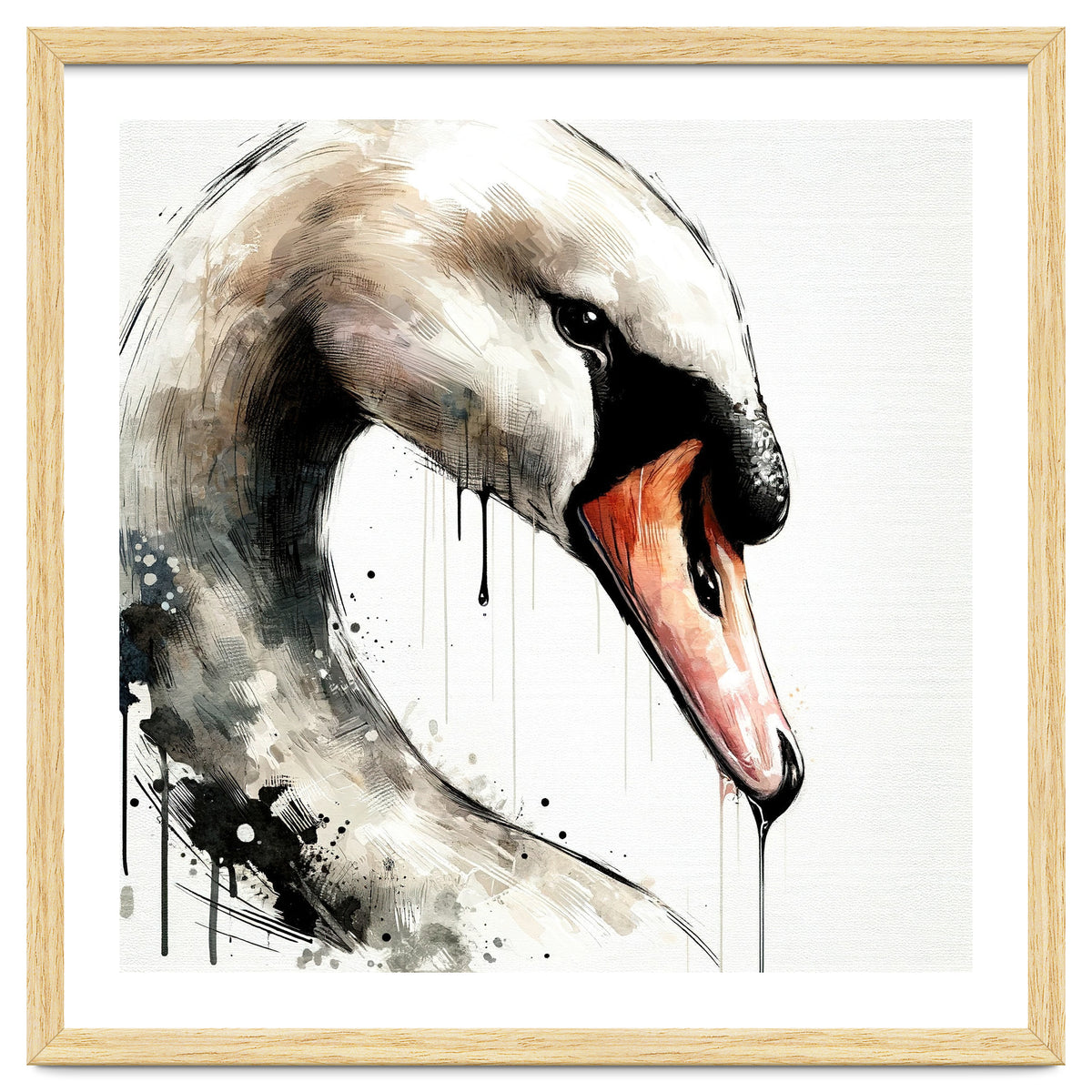 Watercolor Swan Portrait