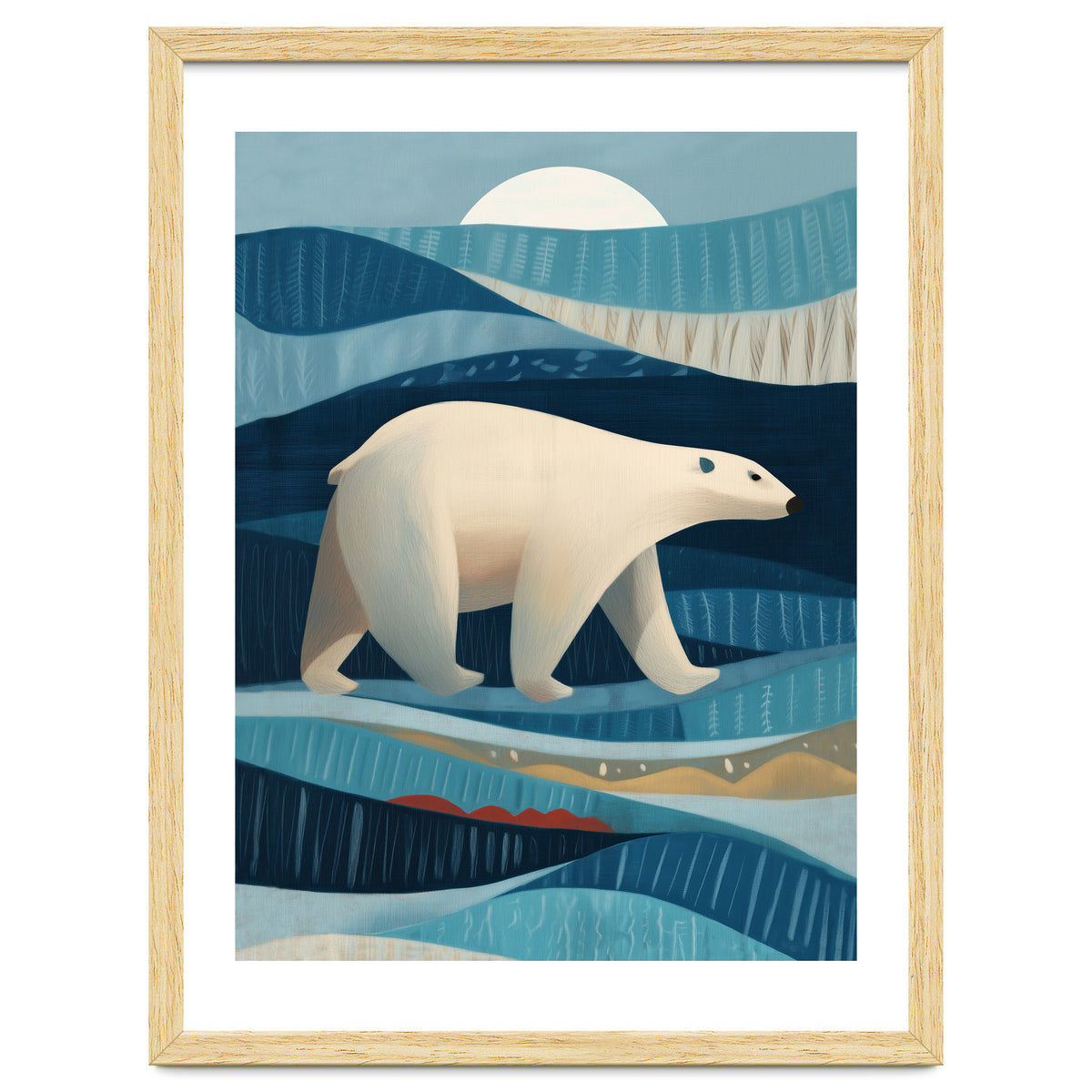 Polar Bear In The Blue Arctic