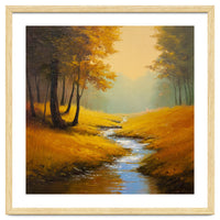 Golden Autumn Forest Path with Winding Creek