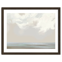 Abstract muted sea and clouds oil painting