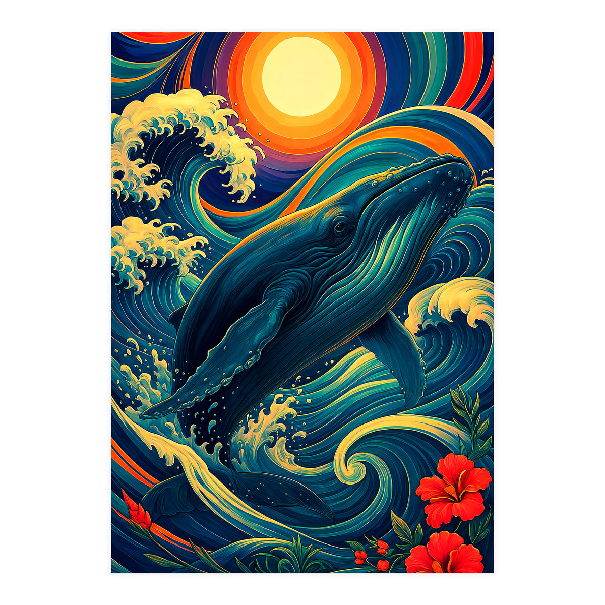 Whale Ocean Wave (Print Only)