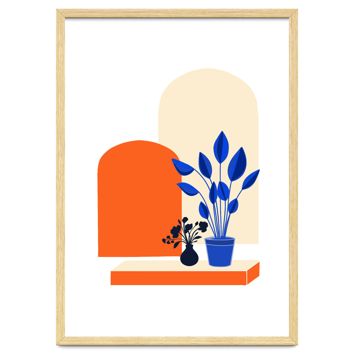 Bohemian Window Seat, Abstract Minimal Architecture, Eclectic Shapes Botanical House Plants
