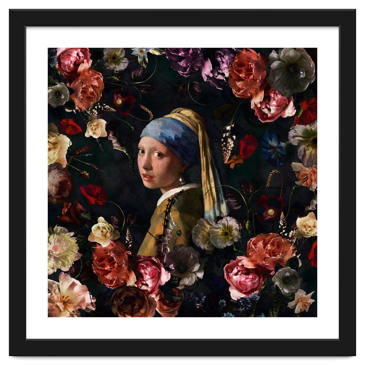 Girl With Pearl Earring And Flowers