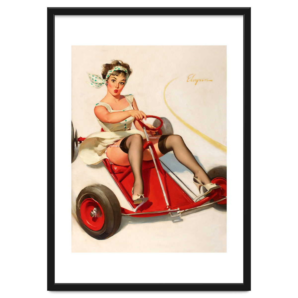 Pinup Sexy Girl On A Go Cart Car