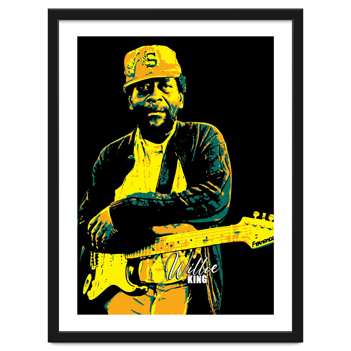 Willie King American Blues Guitarist in Pop Art