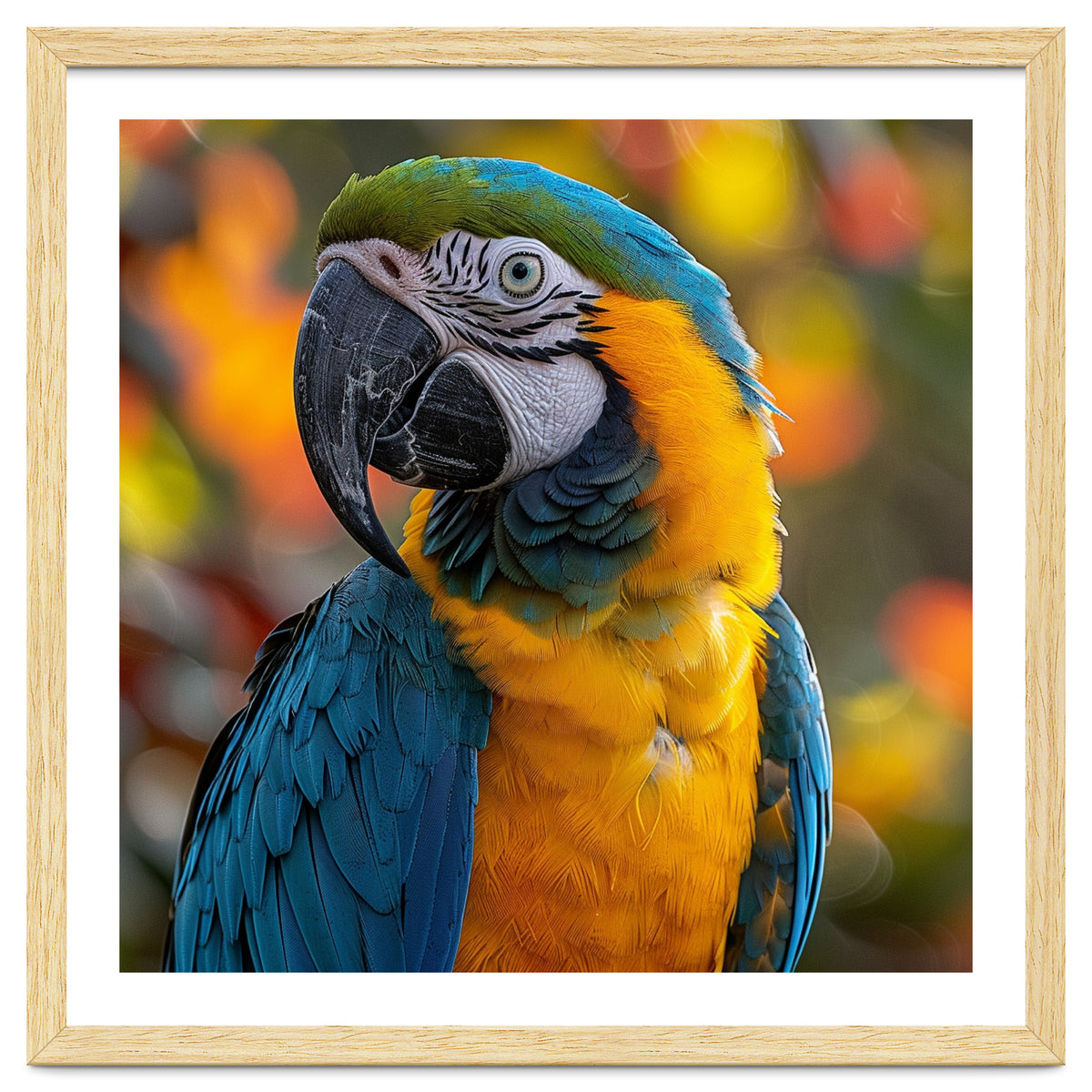 Blue And Gold Macaw Parrot Close Up Portrait