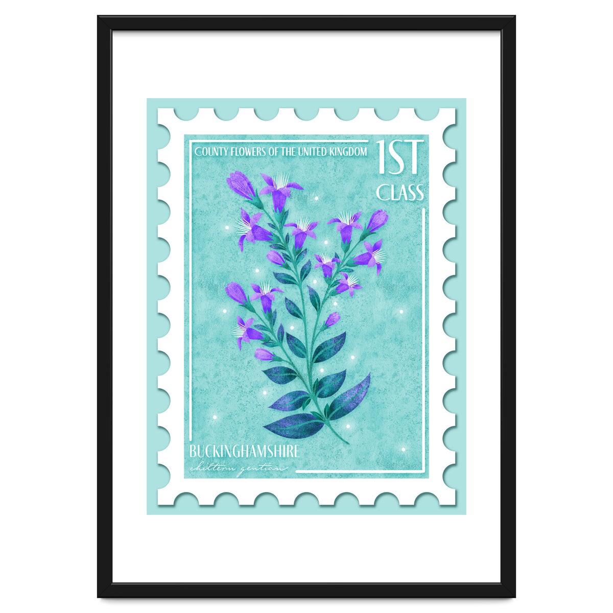The Buckinghamshire Chiltern Gentian Postage Stamp