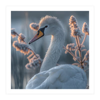 Swan Portrait Dew Drops Morning Light (Print Only)