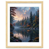 Serene Lakeside Retreat in Autumn Forest thumbnail