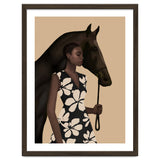 Woman In Bold Print With Black Horse thumbnail