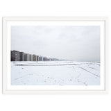 Traces of driving a car on a snowy coast thumbnail