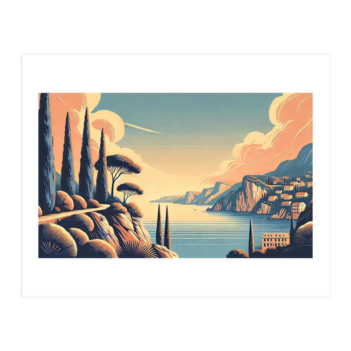 Vintage French Riviera Poster, France (Print Only)