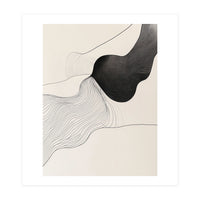 Abstract Black And White Organic Flowing Lines Art (Print Only)