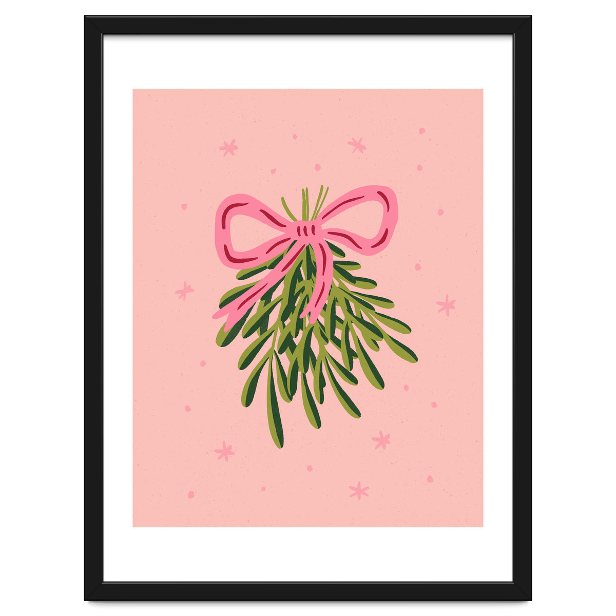 Mistletoe And Pink Bow