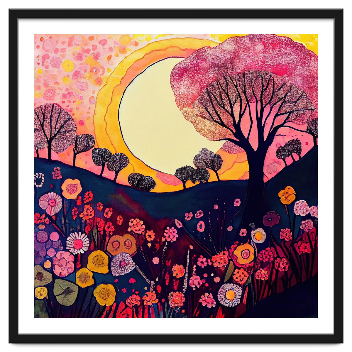 Folk Sunset Over Floral Hills