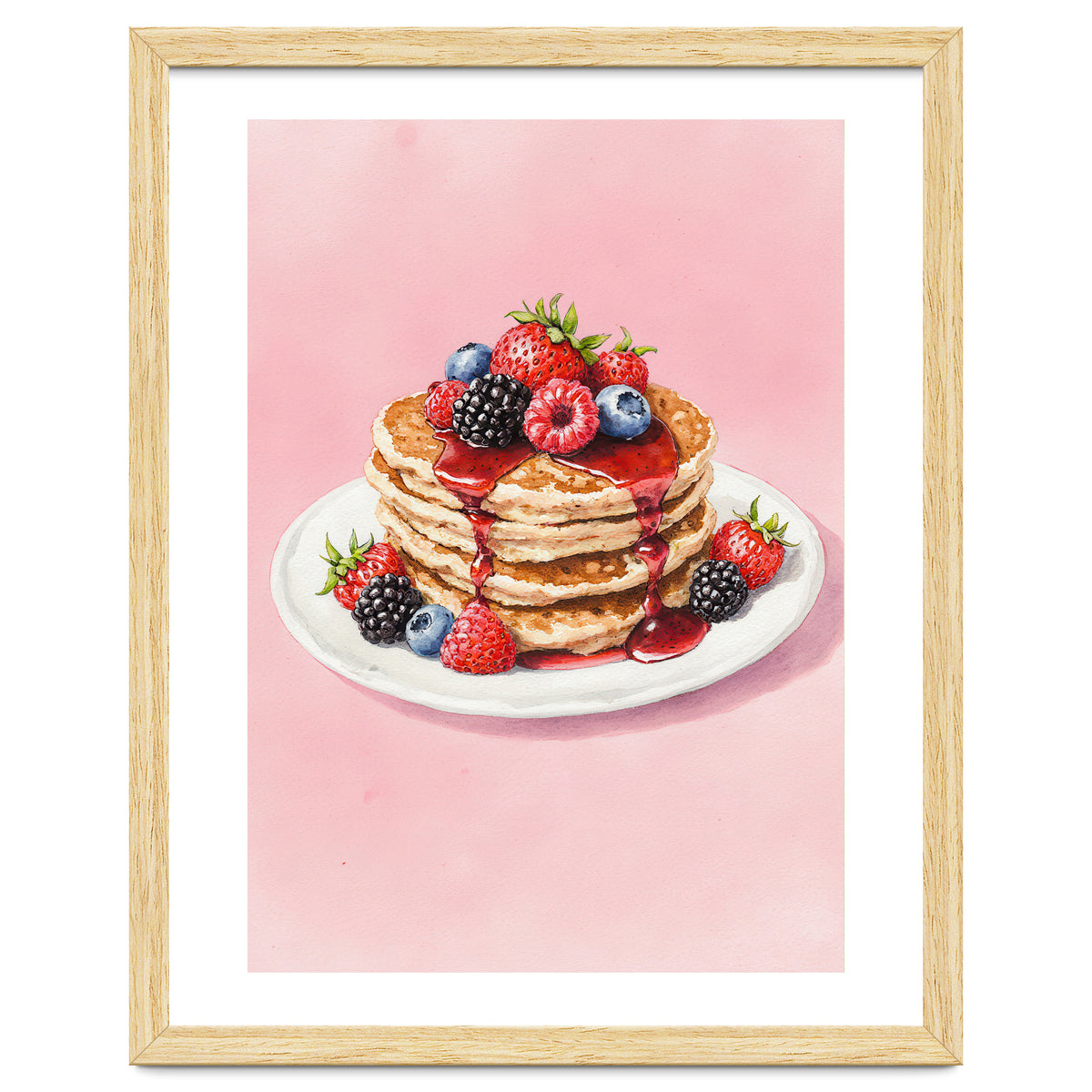 Berry Pancakes – Watercolor Breakfast Food