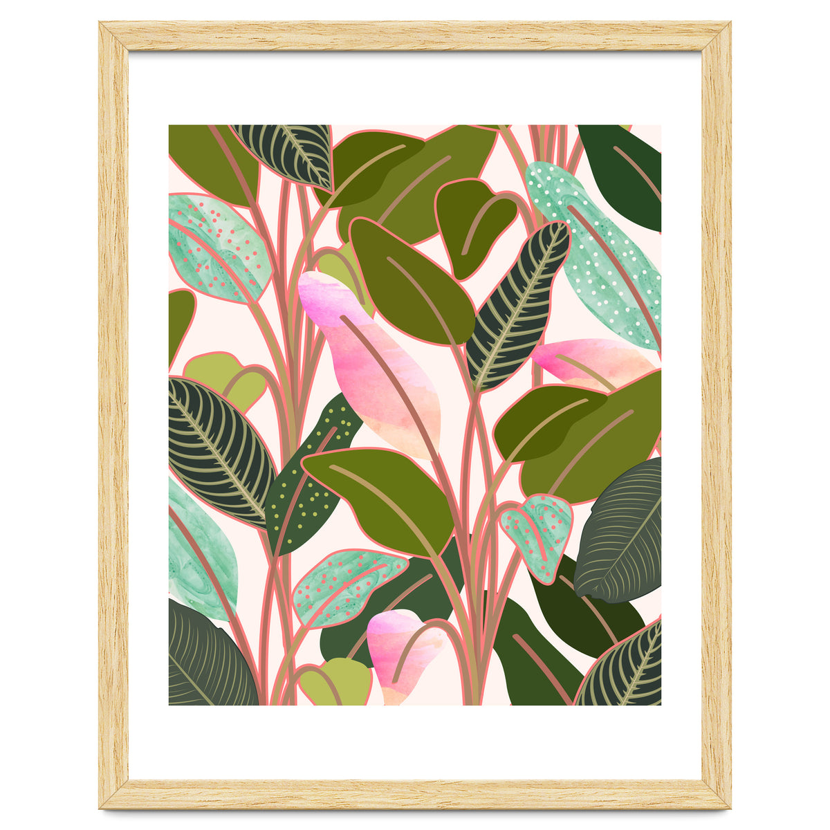 Color Paradise, Tropical Colorful Modern Bohemian Illustration, Eclectic Botanical Plant