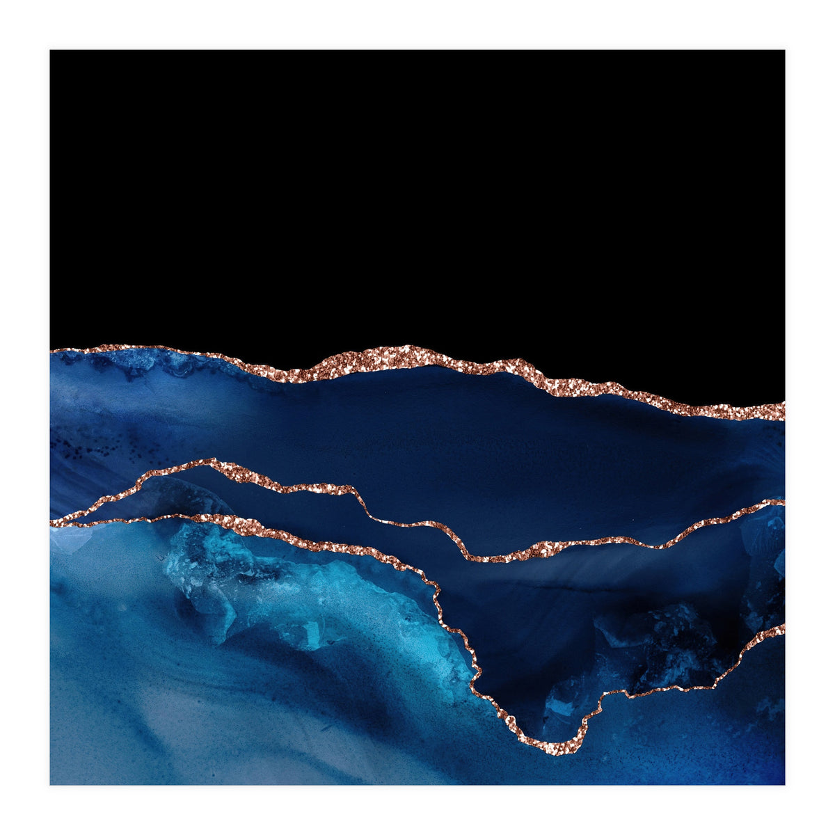 Navy & Rose Gold Agate Texture 07 (Print Only)