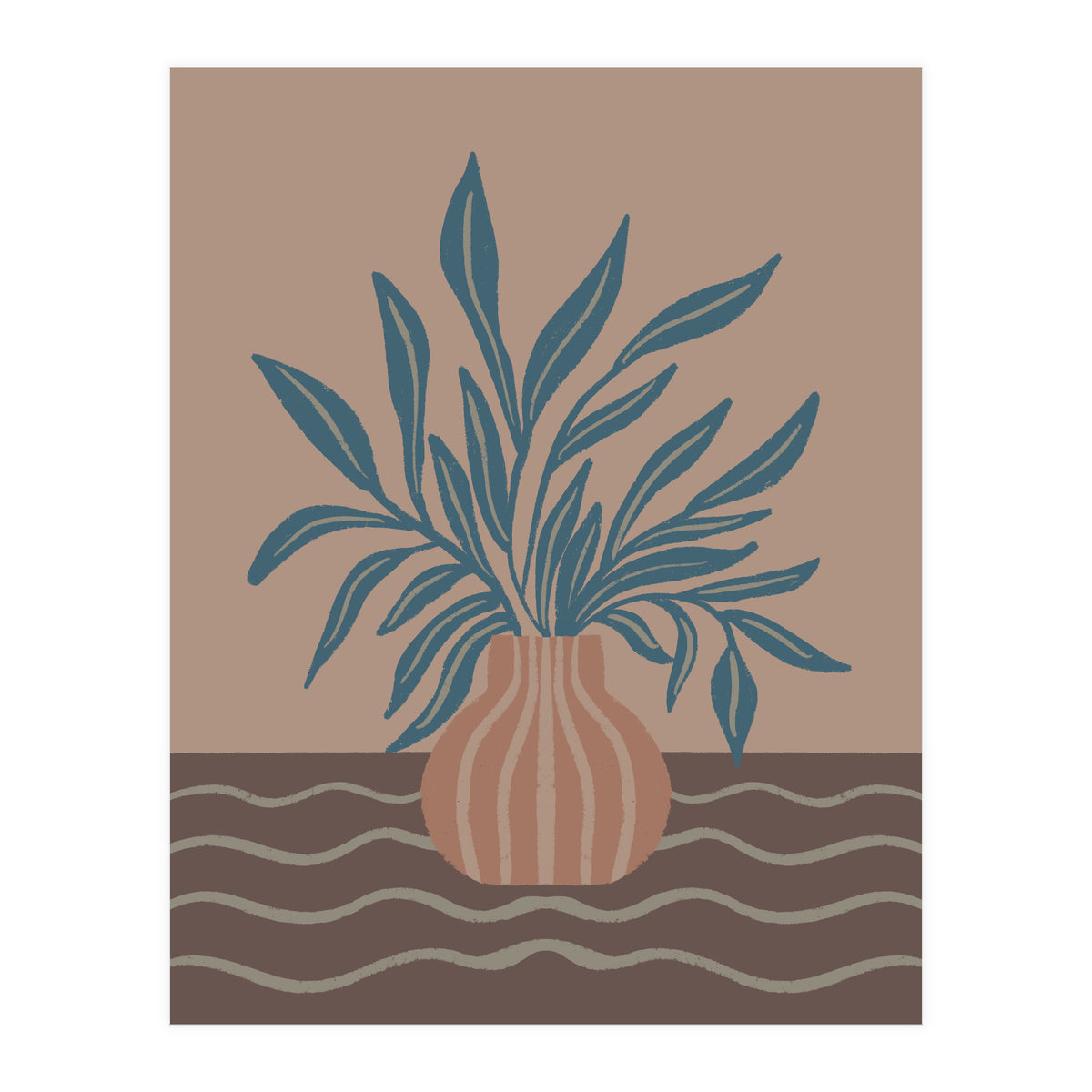 Modern Vase with Tropical Leaves (Print Only)