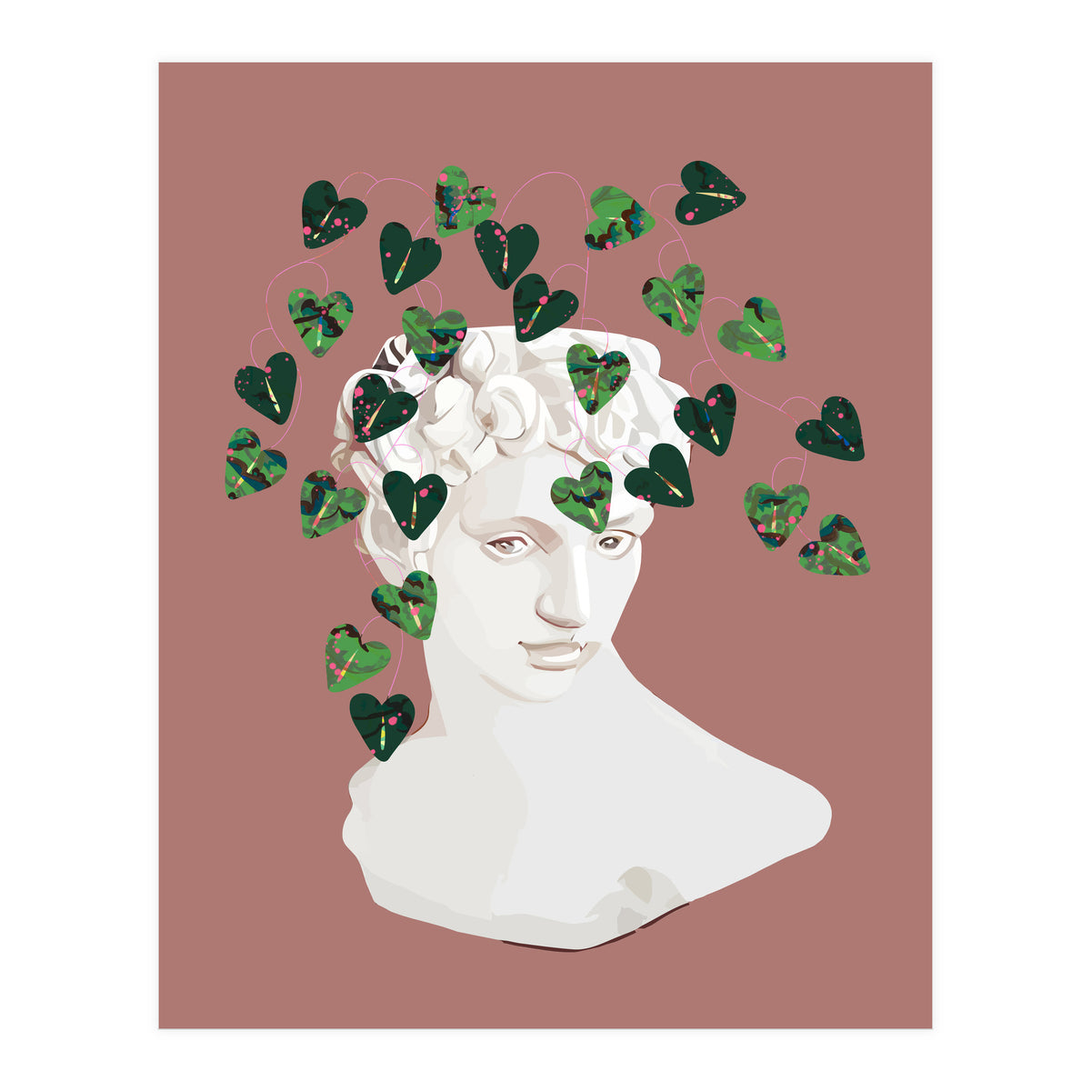 Roman Planter, Plant Pot, Botanical Nature Victorian Statue Face, Eclectic Bohemian Plant Lady Illustration (Print Only)