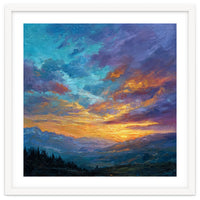 Ethereal Alpine Sunset Over Distant Peaks