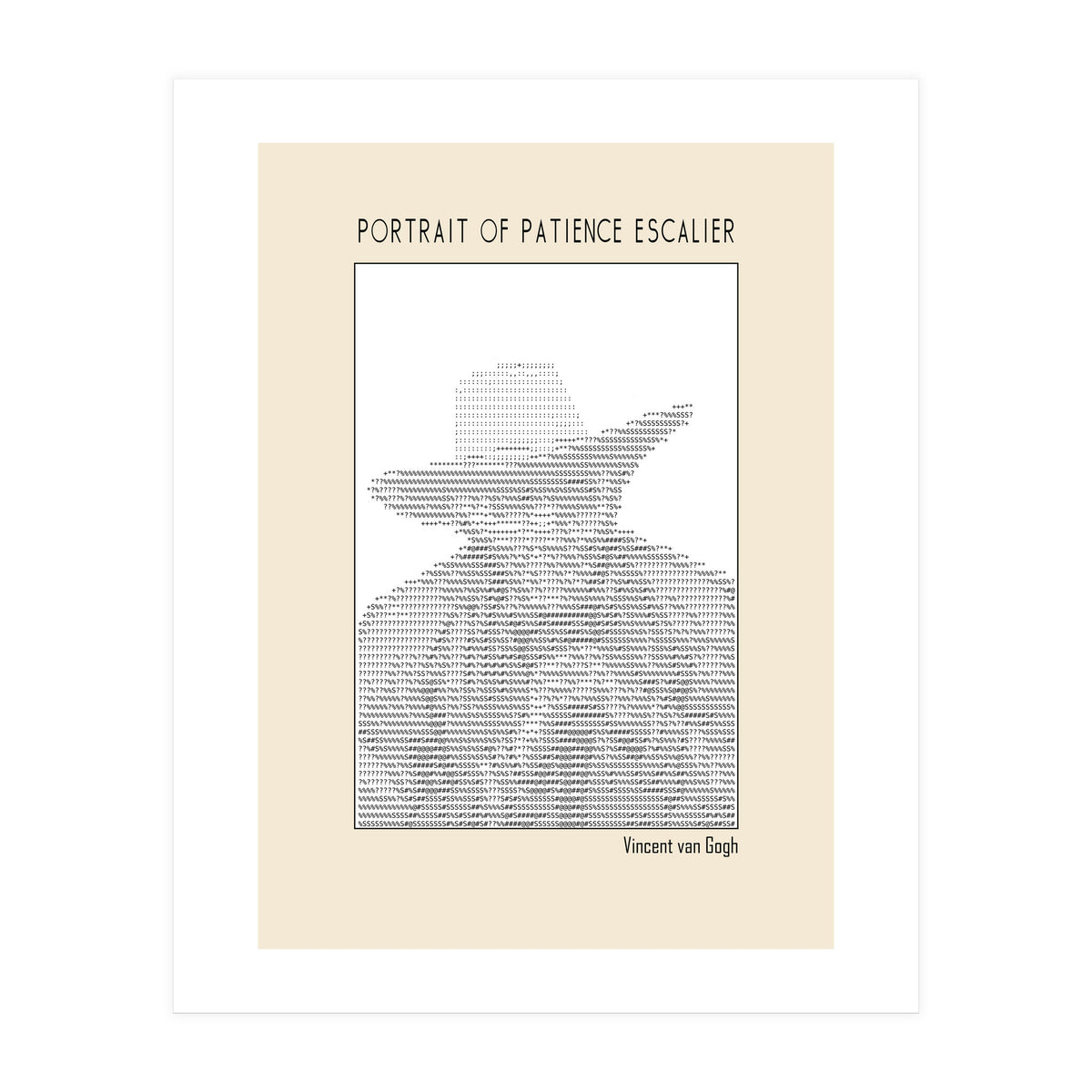 Portrait Of Patience Escalier Vincent Van Gogh Ascii Art (Print Only)