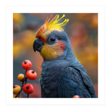 Cockatoo Parrot With Orange Crest And Berries (Print Only) thumbnail