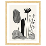 Abstract Black And White Botanical Illustration With Organic Shapes thumbnail