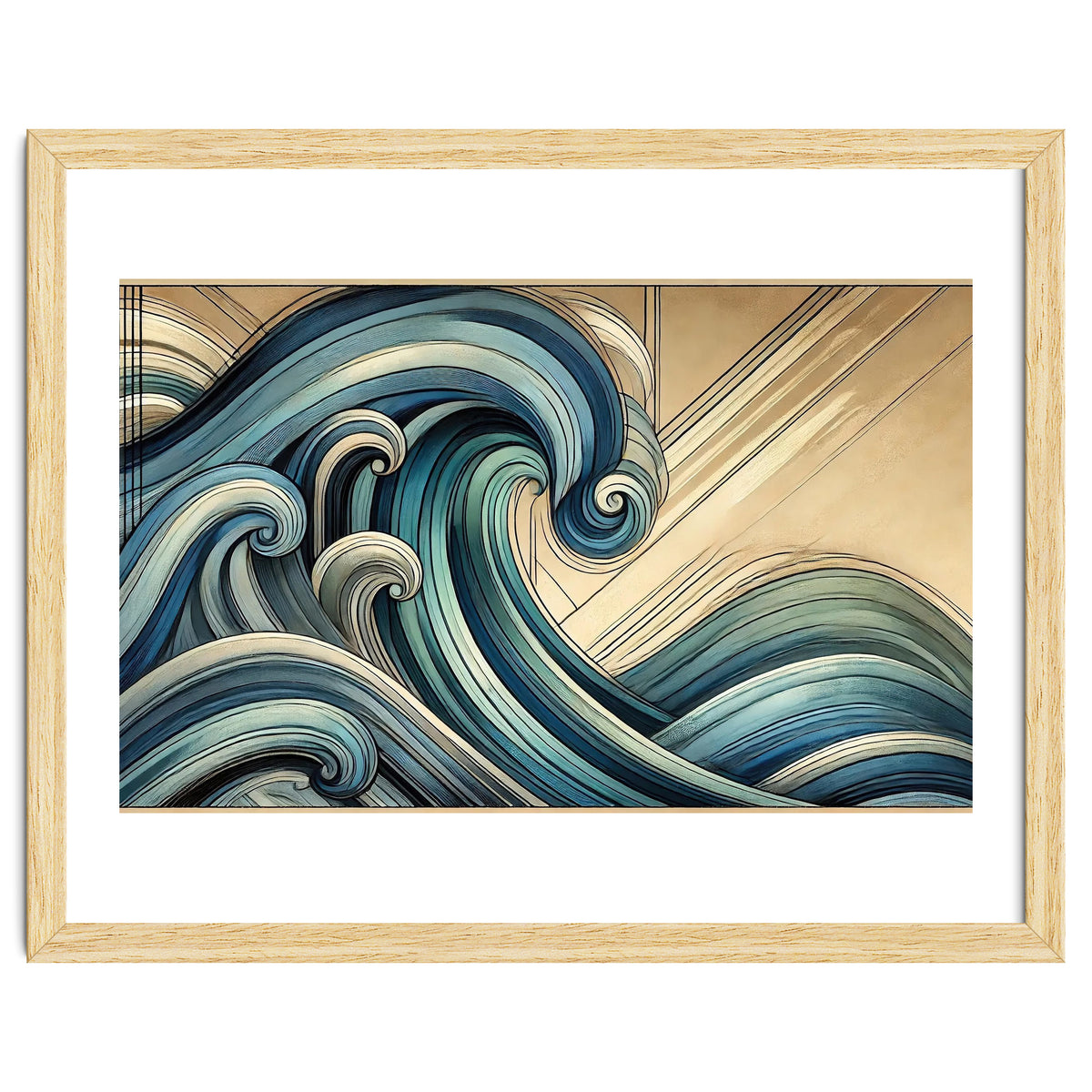 Art Deco Blue Ocean Waves