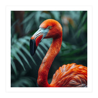 Close Up Of A Vibrant Orange Flamingo Bird (Print Only)