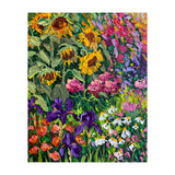 Vibrant Summer Sunflower and Iris Meadow Oil Painting (Print Only) thumbnail