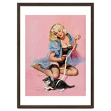 Sexy Pinup Girl Playing With Her Cat thumbnail