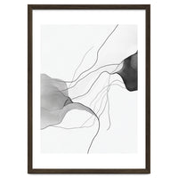Abstract Black And White Flowing Lines And Shapes On White Background
