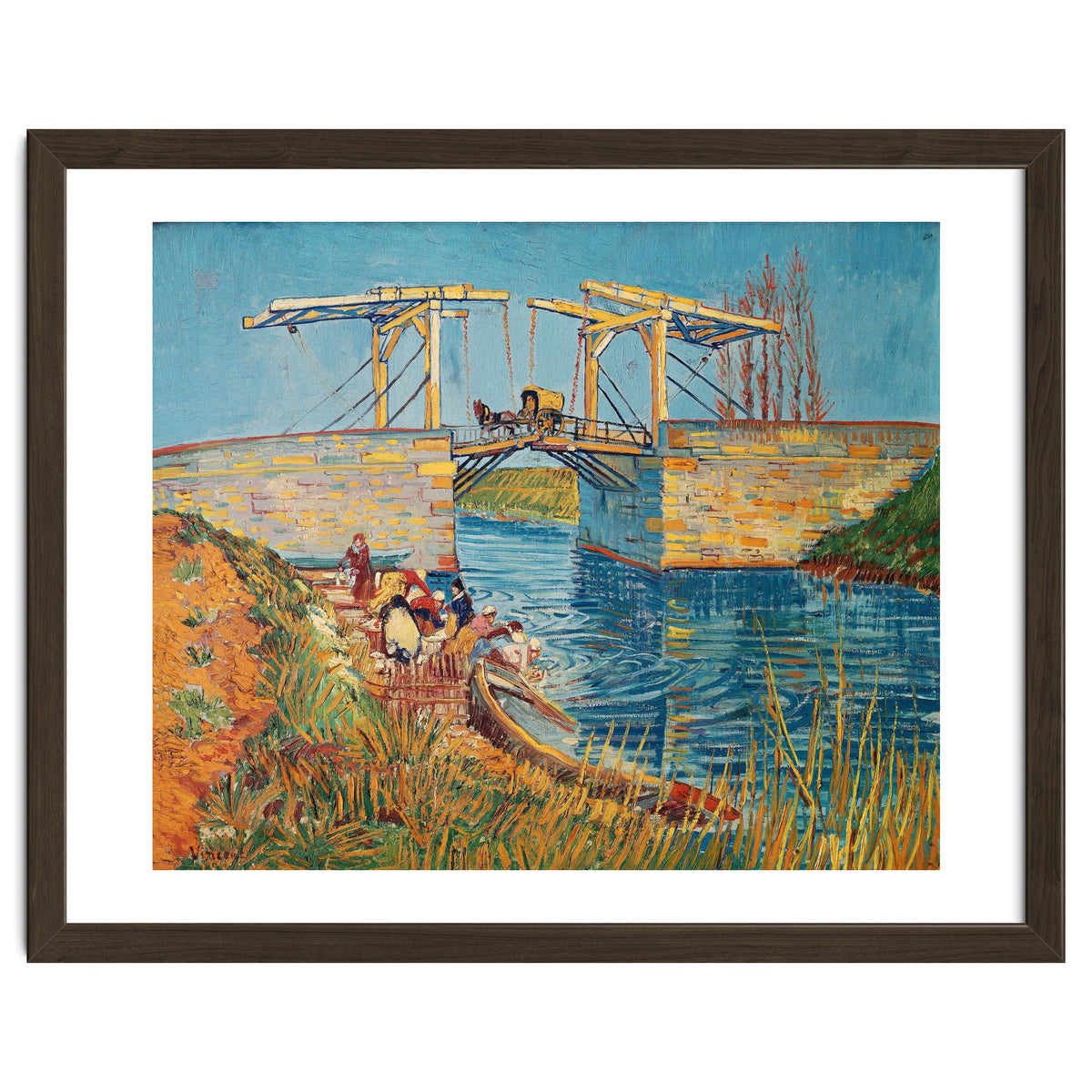 Drawbridge at Arles with a group of washerwomen (pont de Langlois, Arles, France).