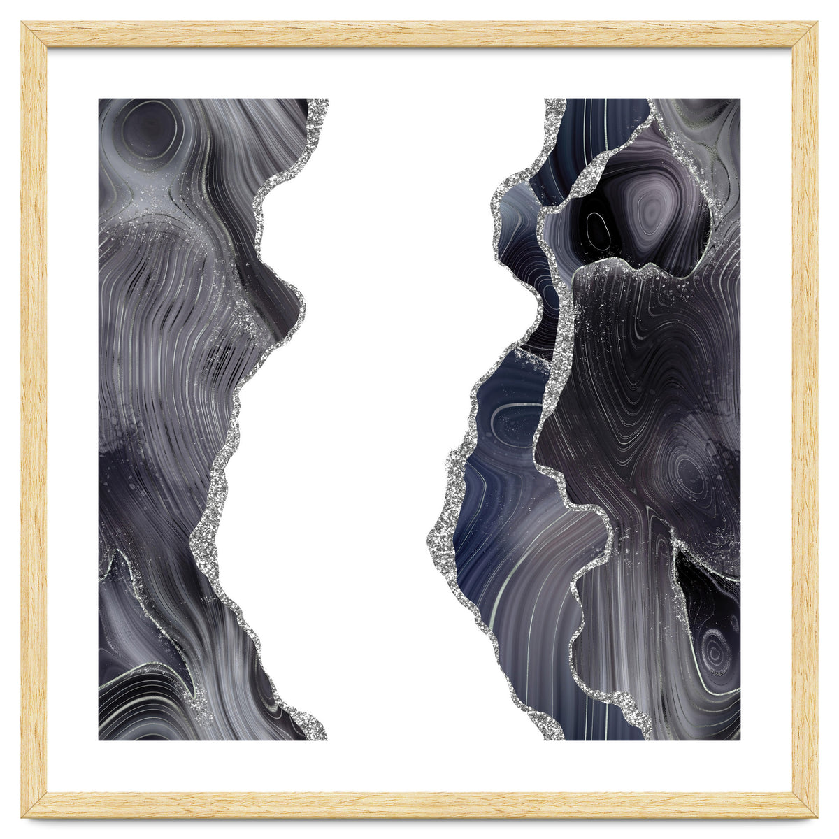 Black & Silver Glitter Agate Texture 05