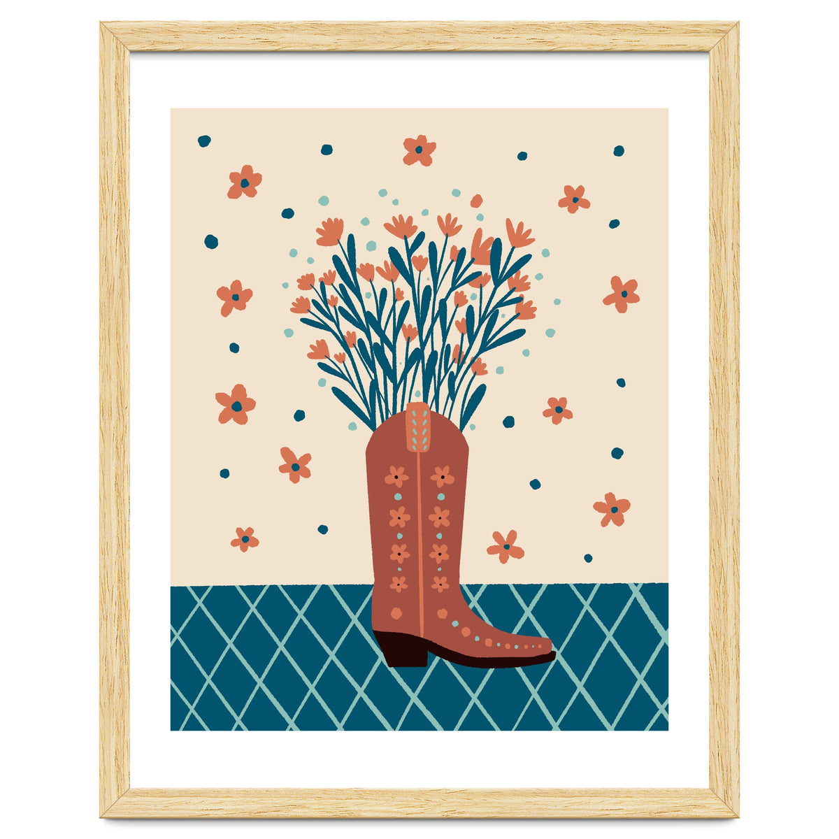 Mocha Cowboy boot with flowers